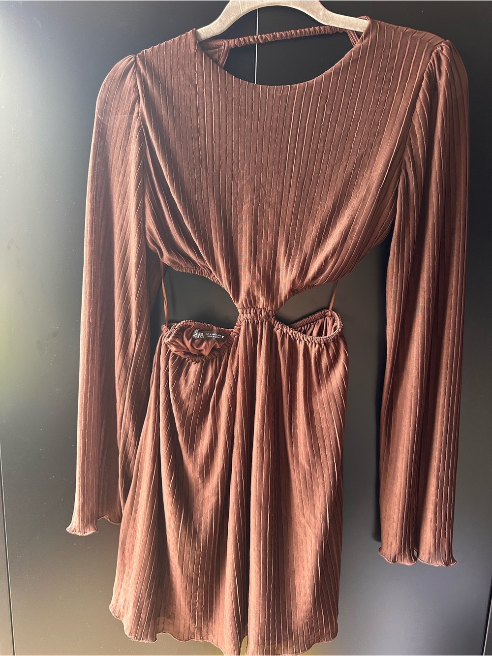Women's Cutout Long-Sleeve Mini Dresse in Brown